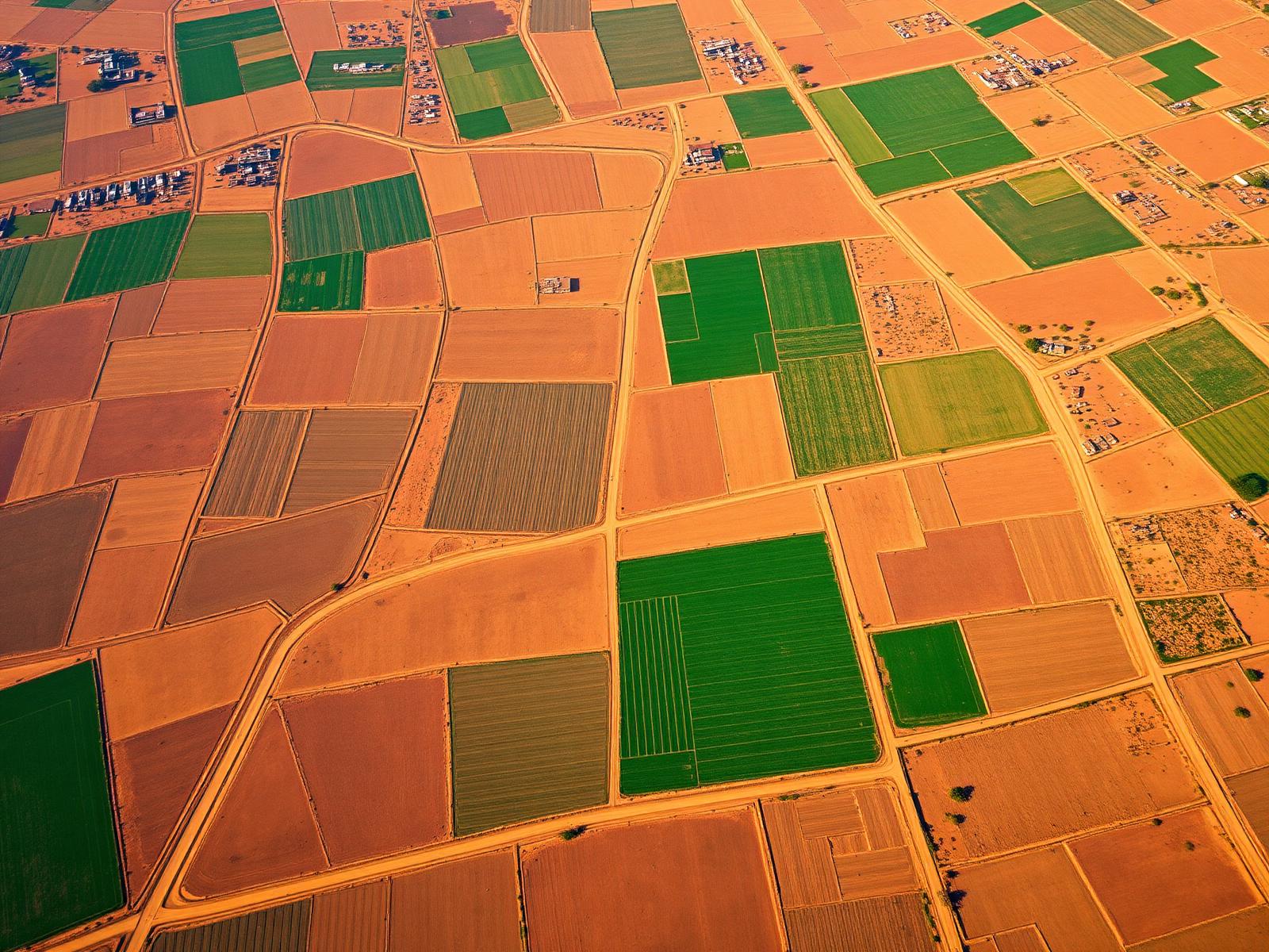 Aerial photograph of Kenyan farmland showing parcel boundaries from above